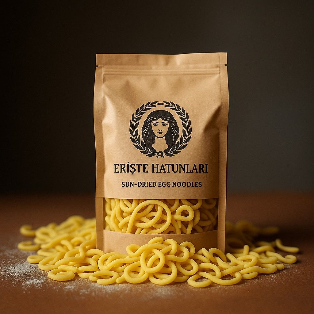 Bag of traditional handmade erişte egg noodles with wheat flour